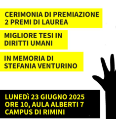 Cerimonia emozionante per premiare tesi sui diritti umani, in memoria di Stefania Venturino.